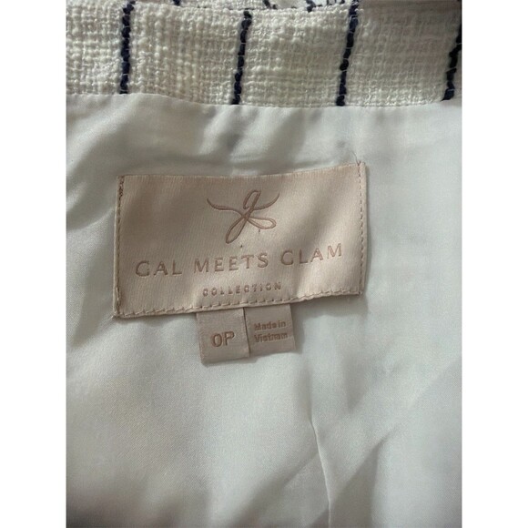 Gal Meets Glam OP Windowpane Check Puff Sleeve Mini Dress White Blue Cotton - Picture 7 of 8